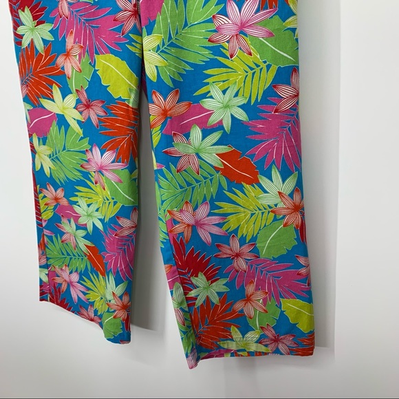 Sag Harbor Sport Vibrant Colorful Tropical Leaf Cropped Pants W/Stretch Size 12 - Picture 6 of 16